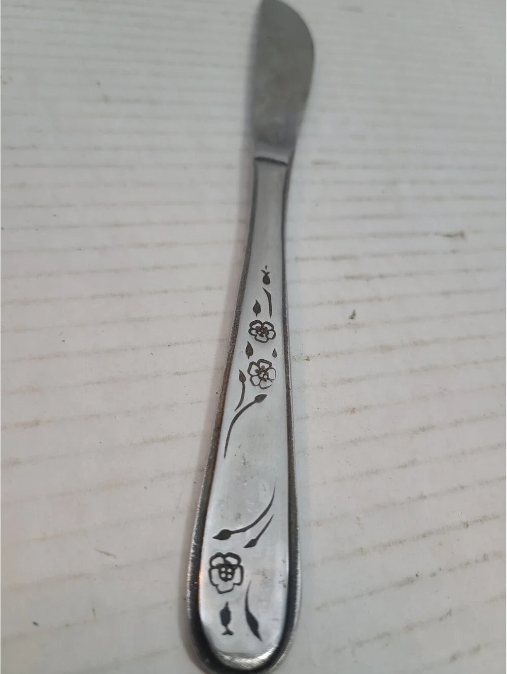 Vintage Rogers Stainless Steel Dinner Knife Rose Pattern